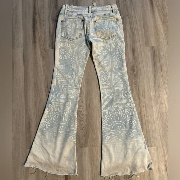 Free People RARE Bali Jeans Bleached Flared Bell Bottoms Boho Hippy Pants 25 - Picture 7 of 13